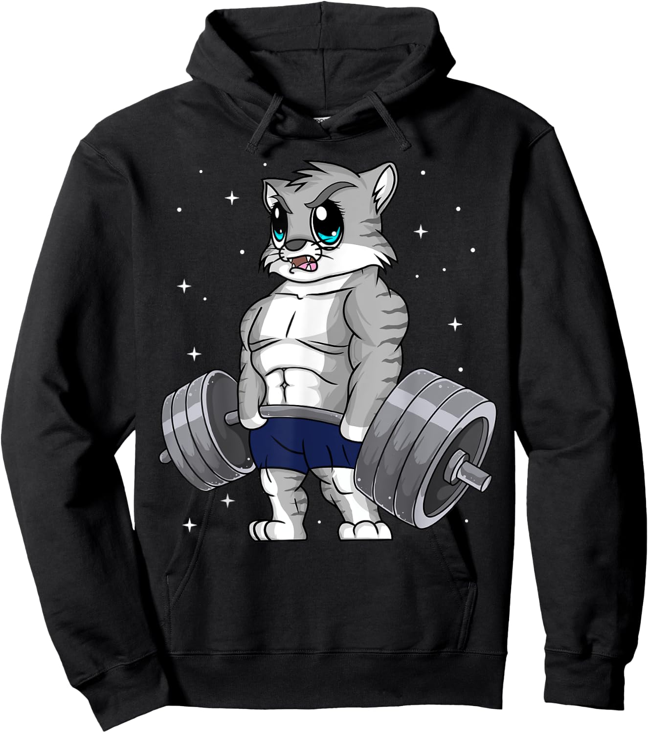 Cat Weightlifting Fitness Workout Women Men Hoodie - Hoodie | Black