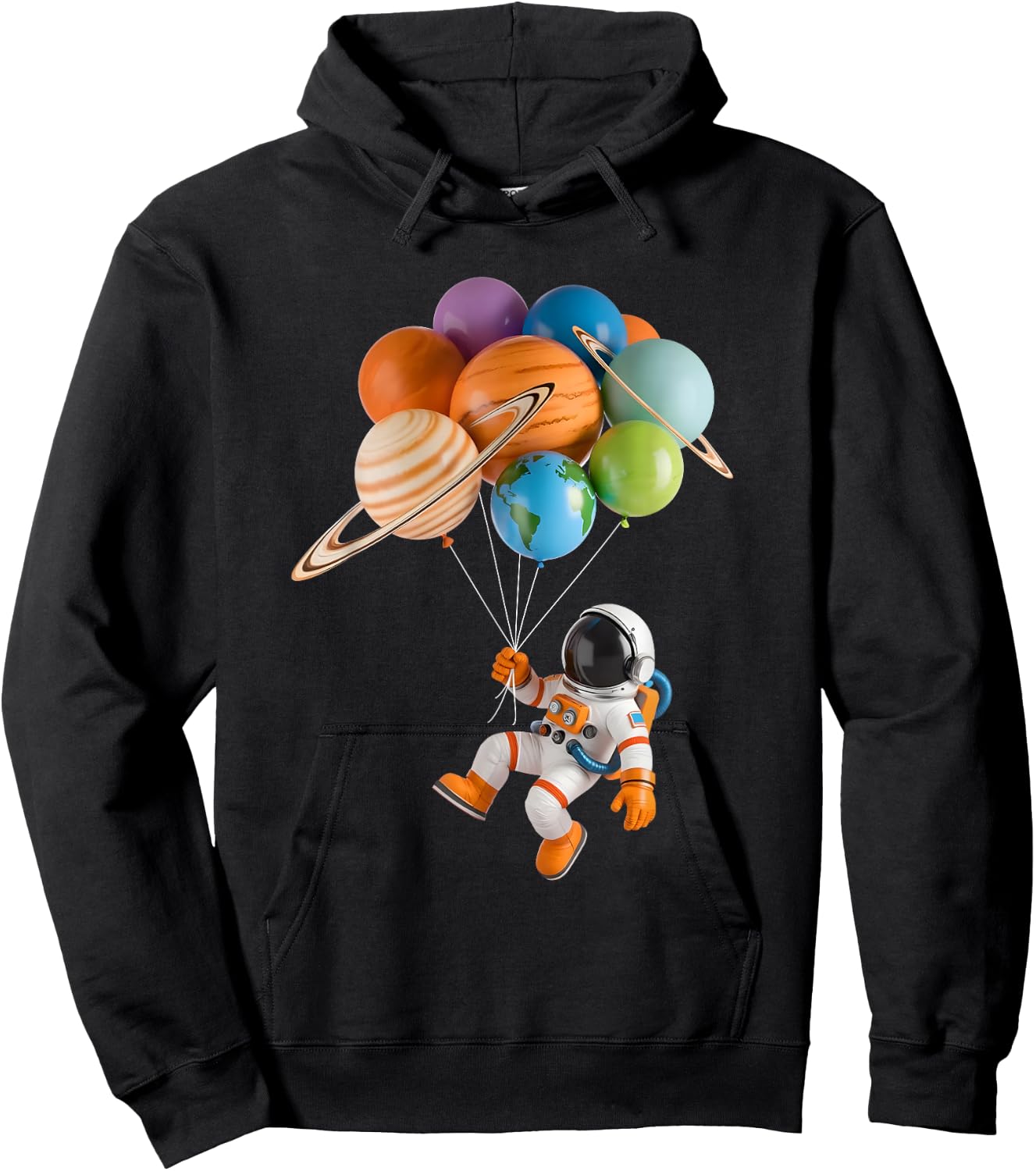 Astronaut Planet Balloons Solar-System Space Kids Astronomy Hoodie - Hoodie | Black