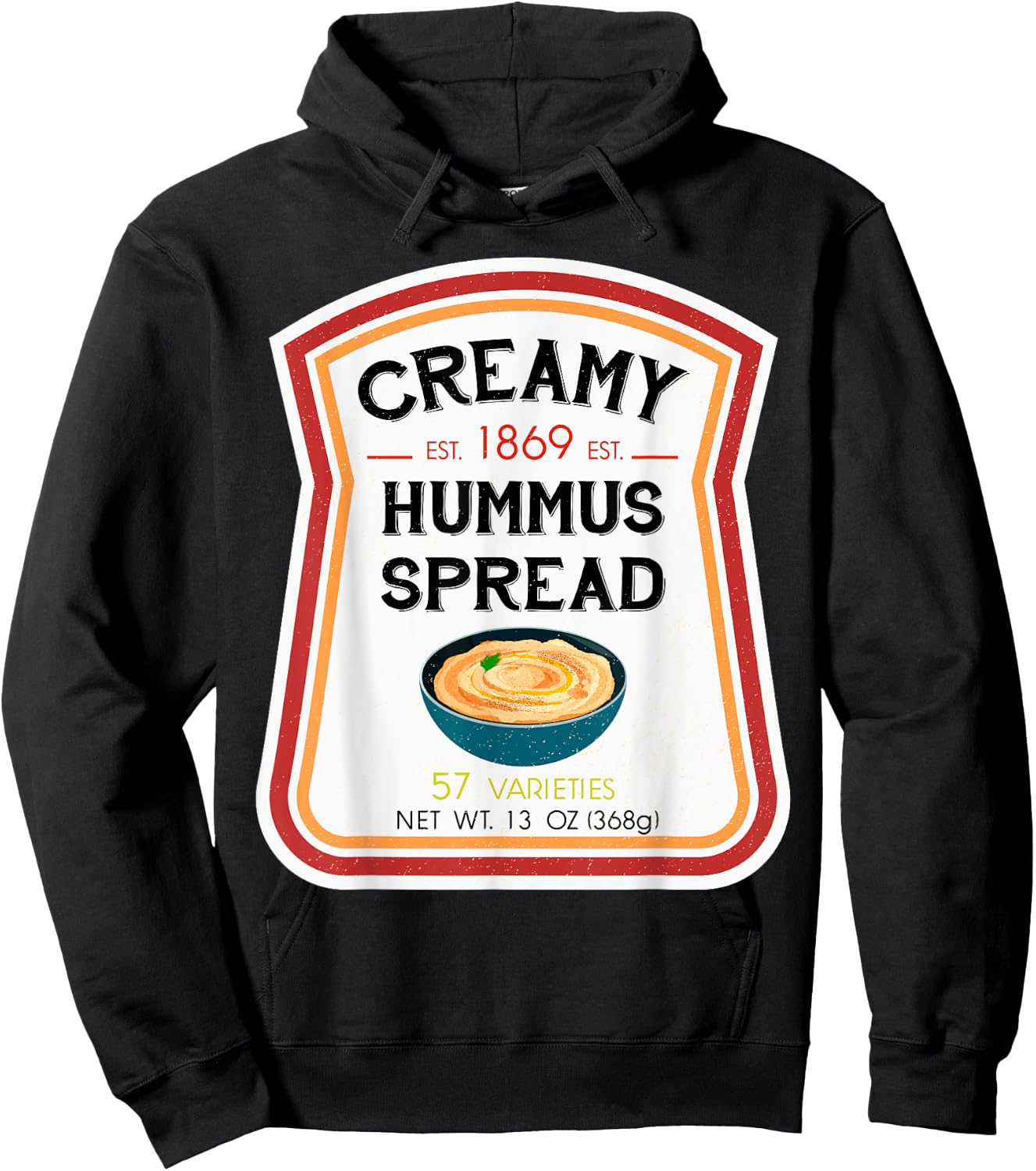 Hummus Spread Bottle Label Halloween 2021 Couples Costume Hoodie - Hoodie | Black