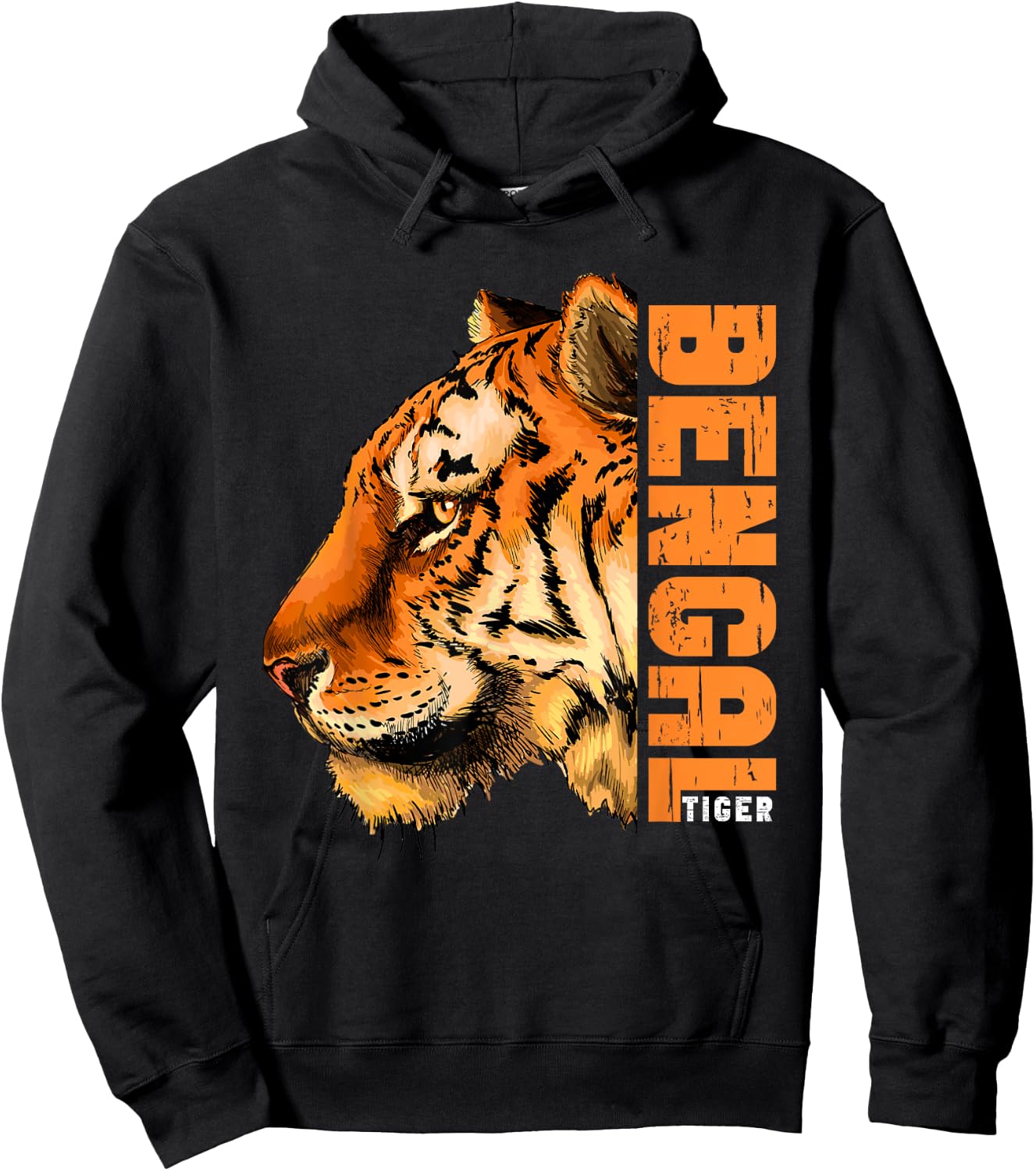 Retro Vintage Bengal Tiger Face Wild Tiger Face Hoodie - Hoodie | Black