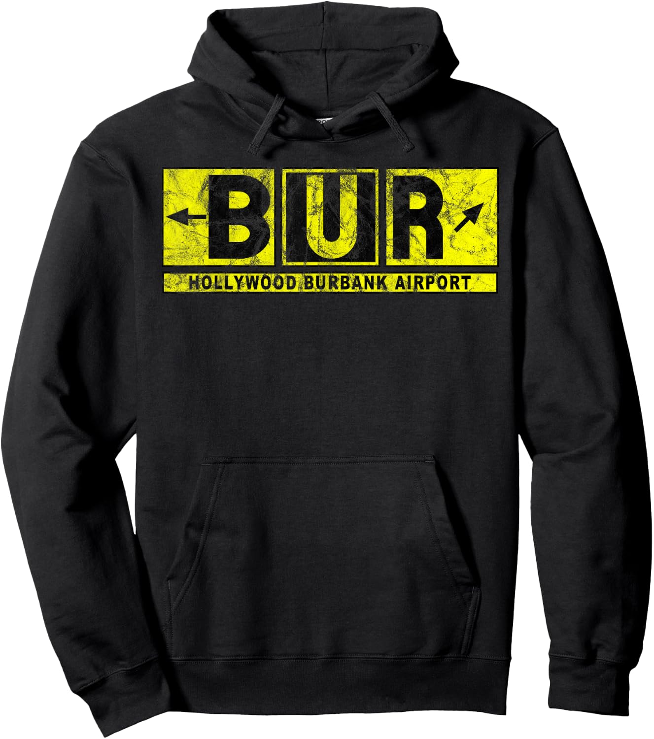 BUR Hollywood Burbank Airport Taxiway Sign Pilot Vintage Hoodie - Hoodie | Black