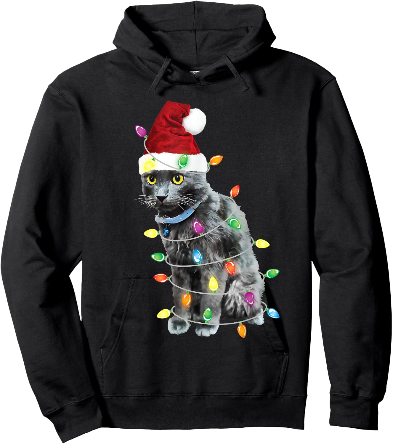 Black Cat Christmas Shirt Funny Christmas Tree Hoodie - Hoodie | Black