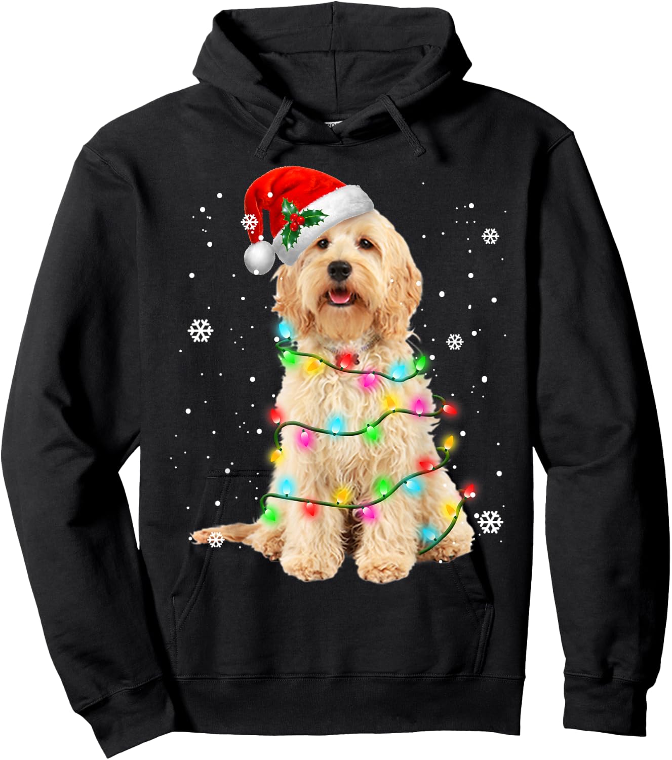Goldendoodle Dog Tree Christmas Sweater Xmas Pet Dogs Gifts Hoodie - Hoodie | Black