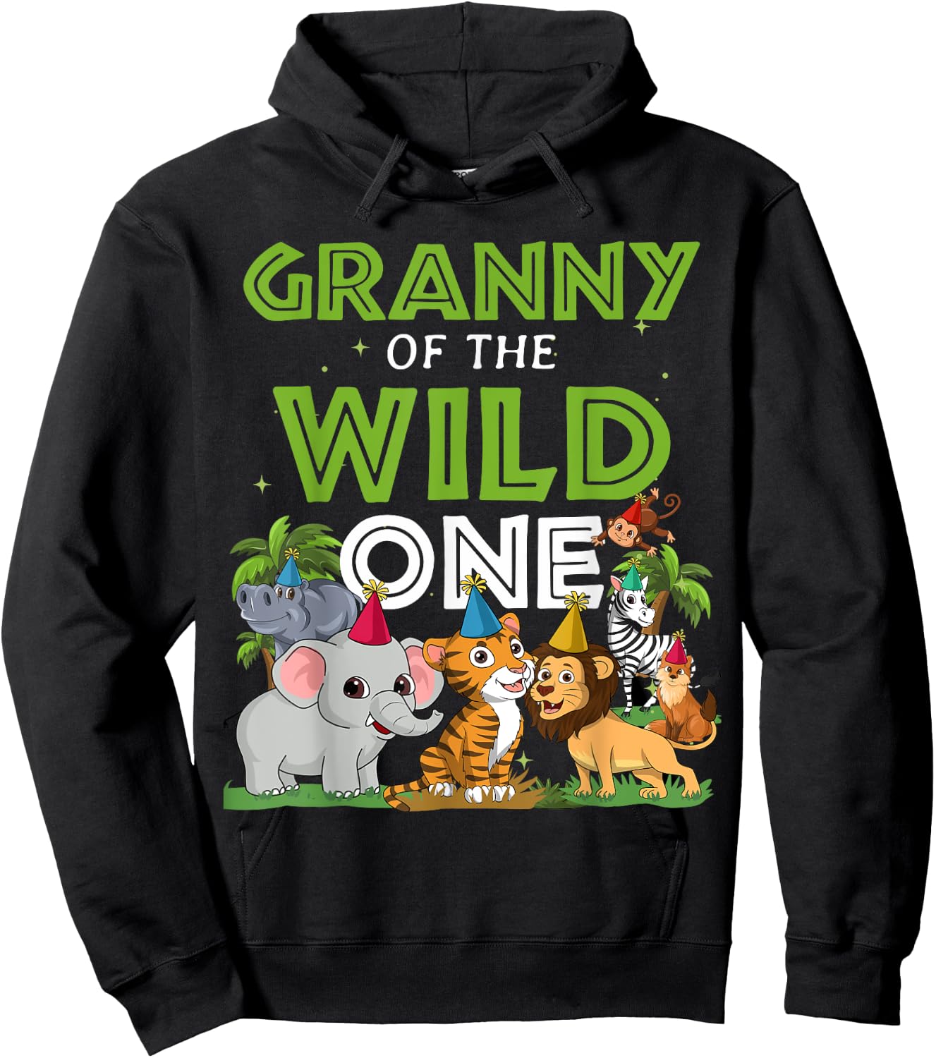 Granny of the Wild One Zoo Birthday Safari Jungle Animal Hoodie - Hoodie | Black