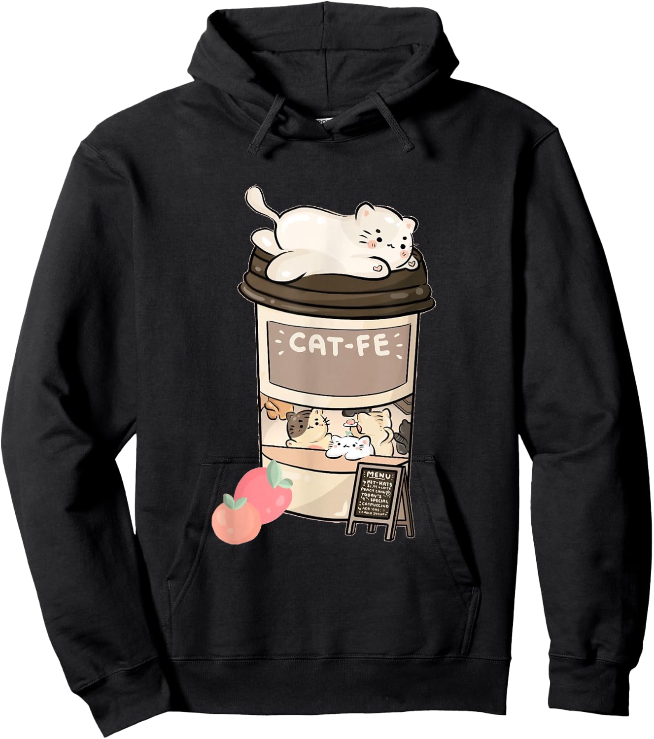 Cute Cat Cafe, Kawaii Cat Coffee, Anime Neko Kitty, Cat Puns Hoodie - Hoodie | Black