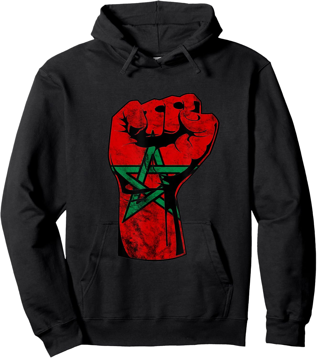 Morocco Handfist Moroccan Pride Moroccan Flag Moroccan Roots Hoodie - Hoodie | Black