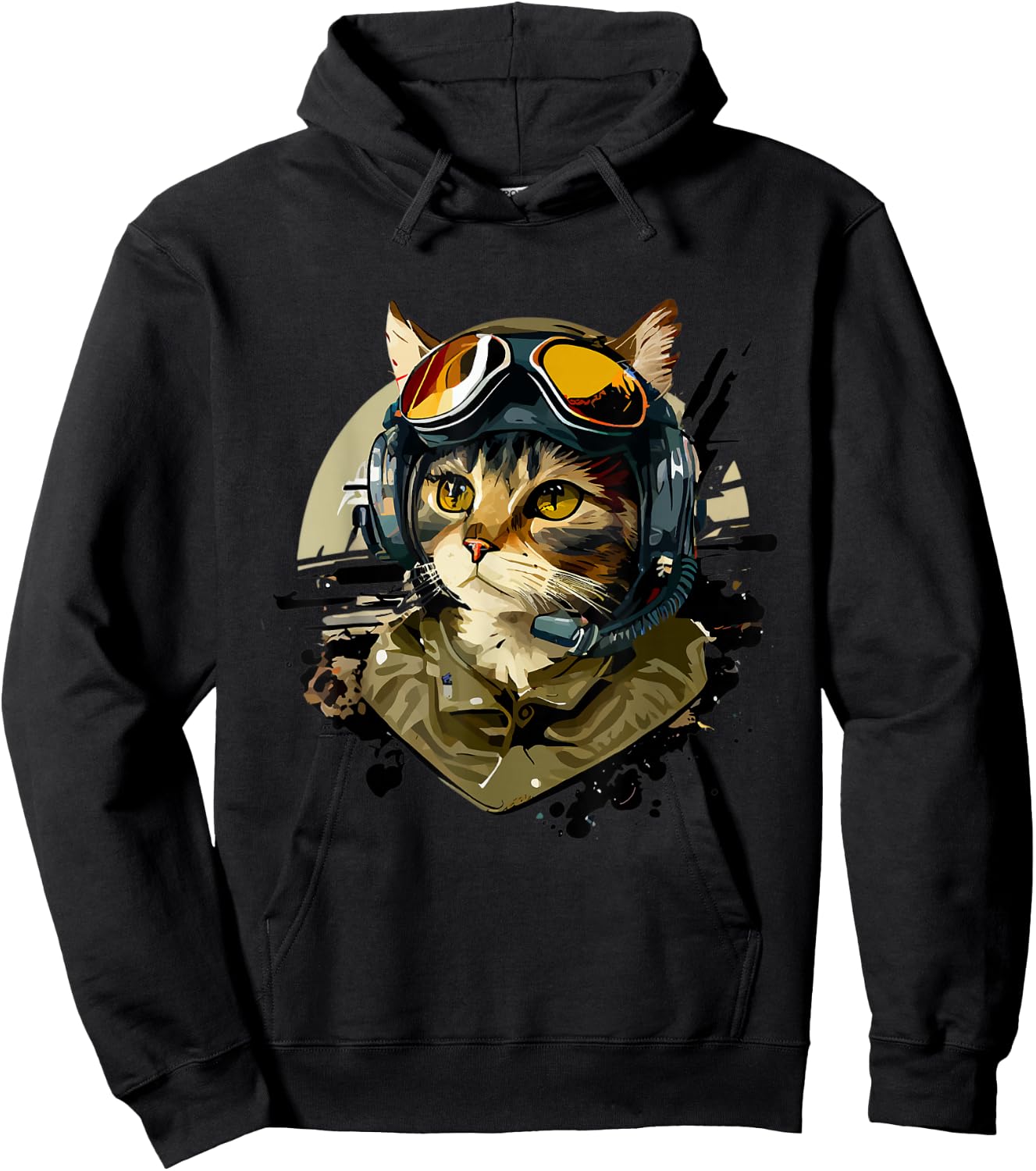 Cat Pilot Colorful Cat Kitty Art Hoodie - Hoodie | Black