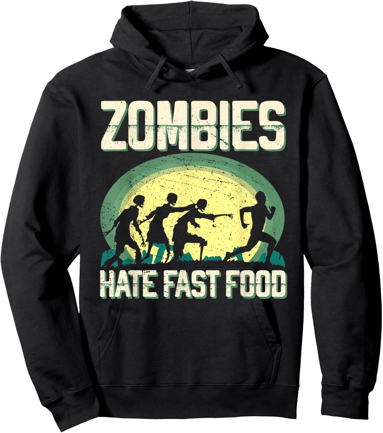 Zombie Hate Fast Food Runner Marathon Apparel Hoodie - Hoodie | Black