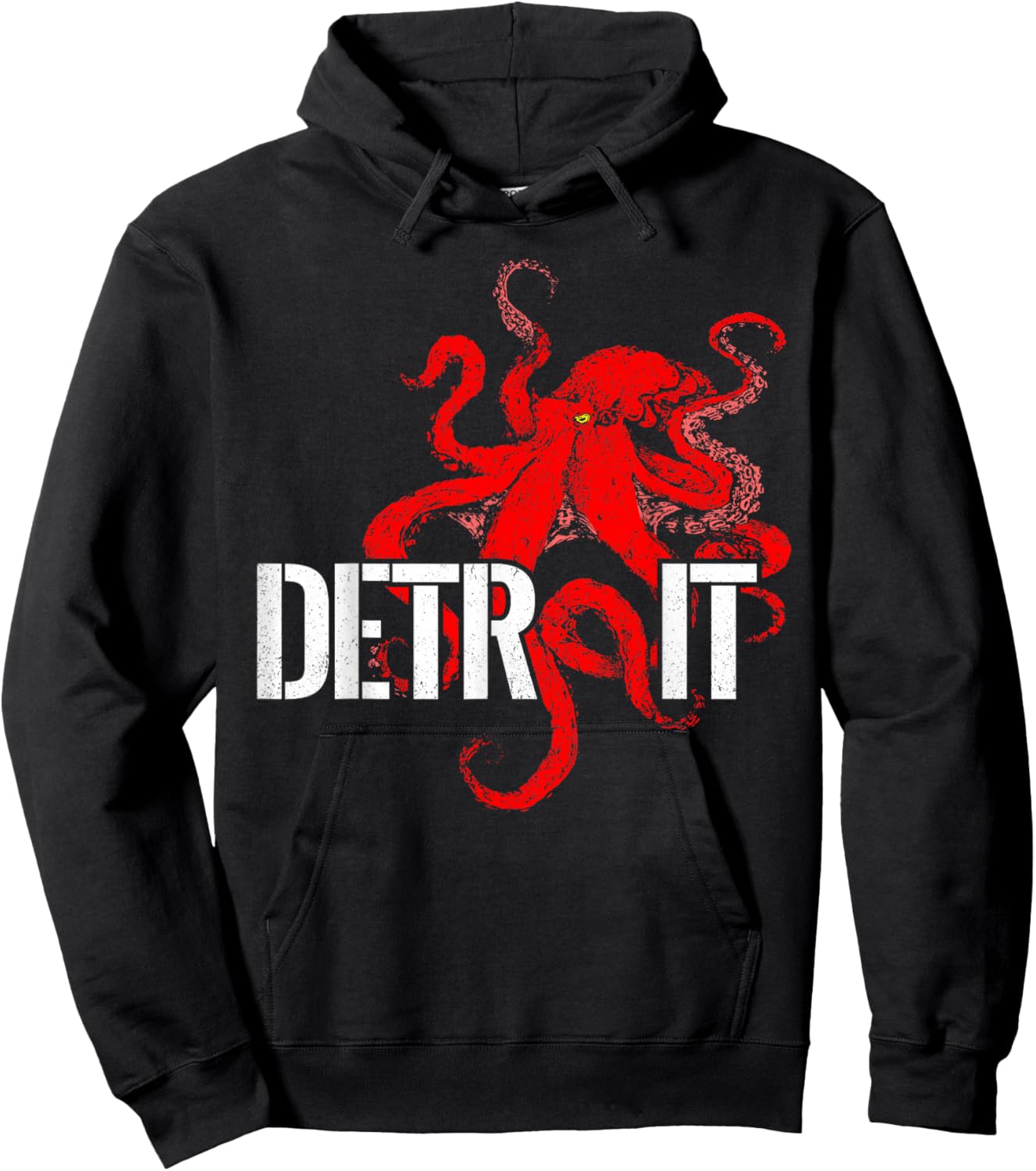 Detroit Downtown Motor City Octopus Kraken Souvenir Hockey Hoodie - Hoodie | Black