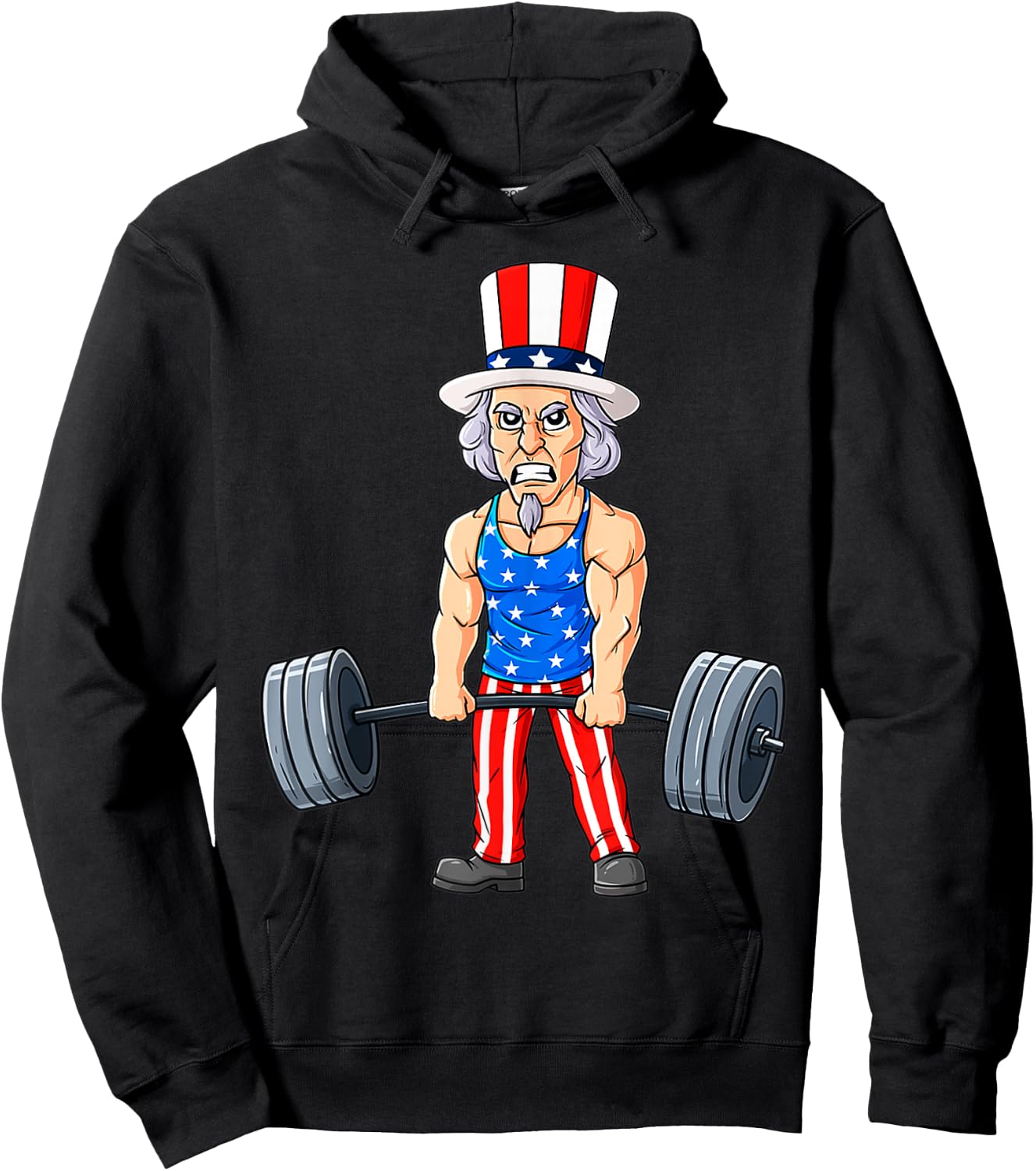 4th Of July Uncle Sam Weightlifting Funny Deadlift Fitness Hoodie - Hoodie | Black