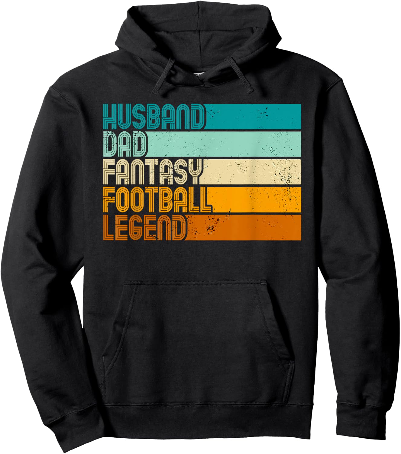 Retro Husband Dad Fantasy Football Legend | Fantasy Football Hoodie - Hoodie | Black