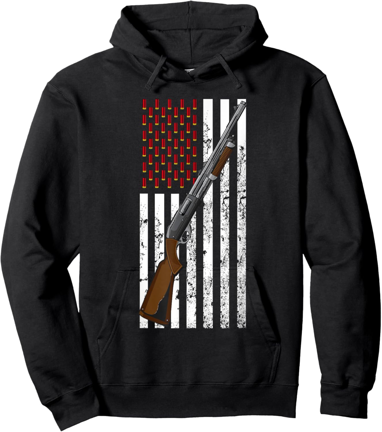 Clay Target Shooting USA Shotgun Flag - Shotgun & Cartridge Hoodie - Hoodie | Black