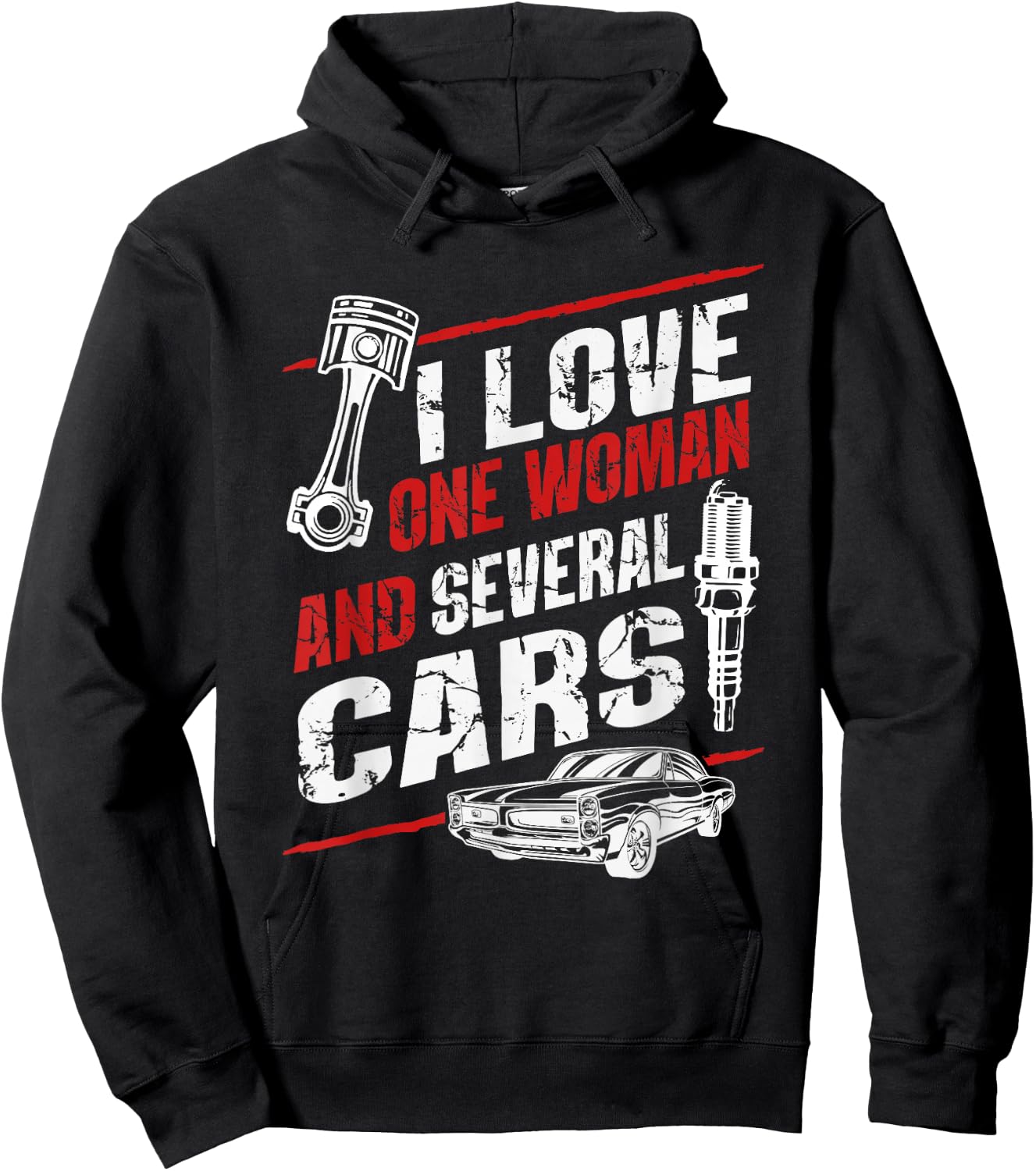 I Love One Woman And Several Cars Funny Cars Mechanic Hoodie - Hoodie | Black