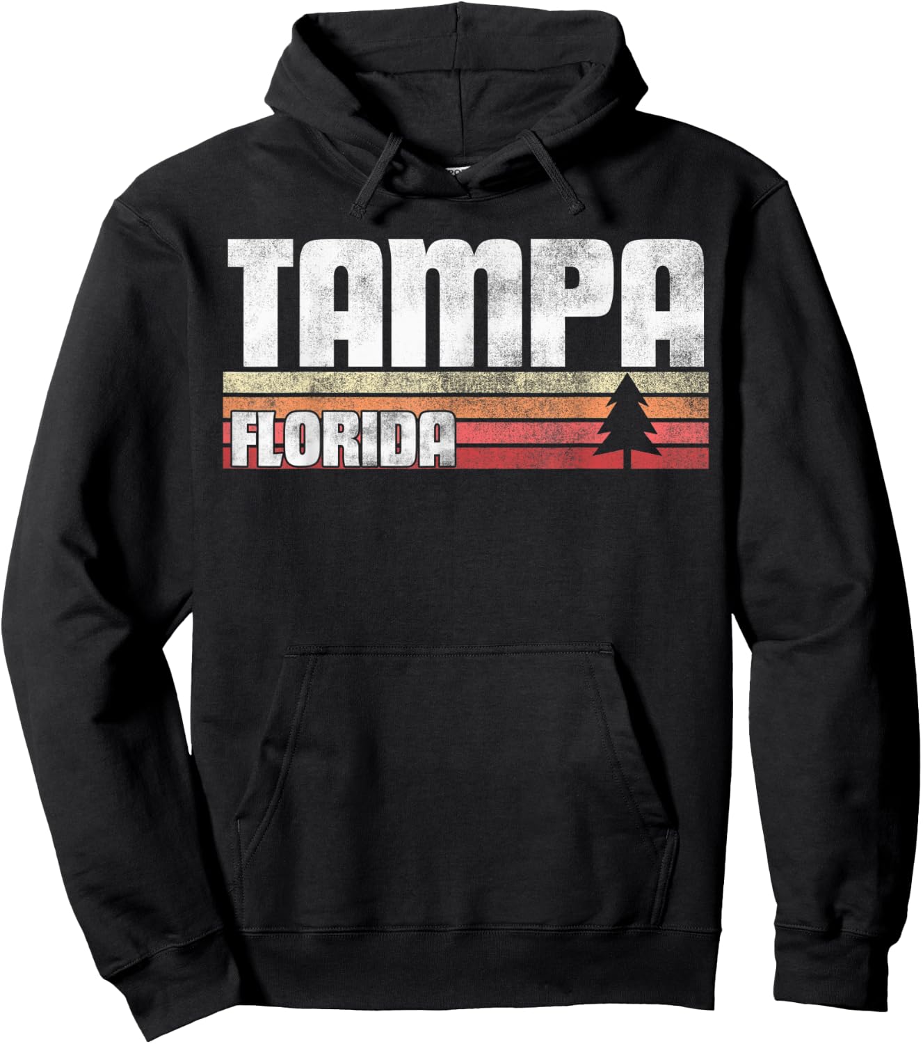 Tampa Florida FL Gift Retro Style Vintage 70s 80s 90s Home Hoodie - Hoodie | Black