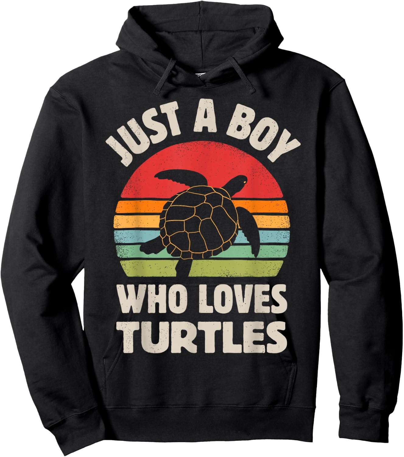 Turtle Just A Boy Who Loves Turtles Reptiles Retro Vintage Hoodie - Hoodie | Black