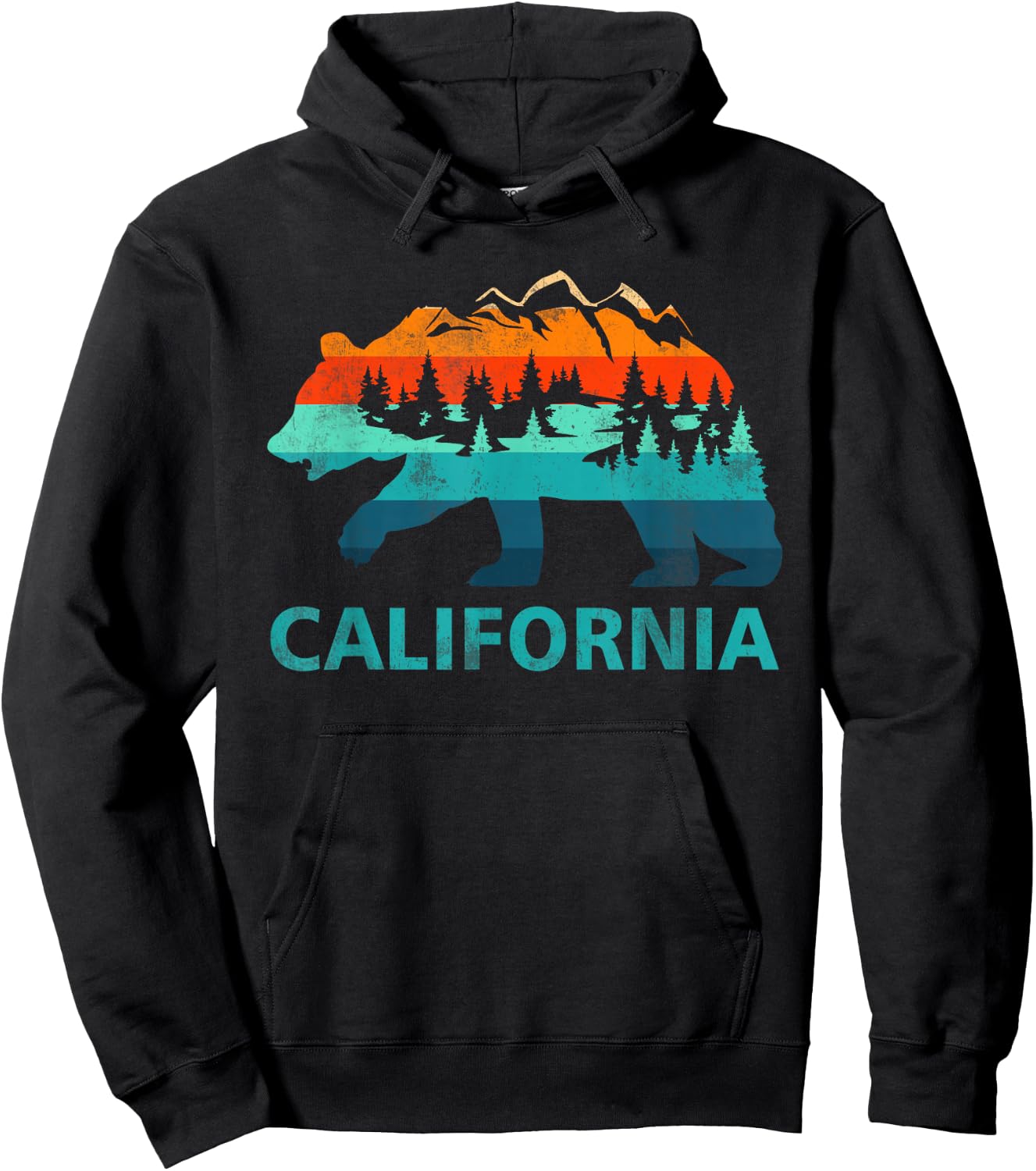 California Bear Vintage Retro Nature Hiking Souvenir Hoodie - Hoodie | Black