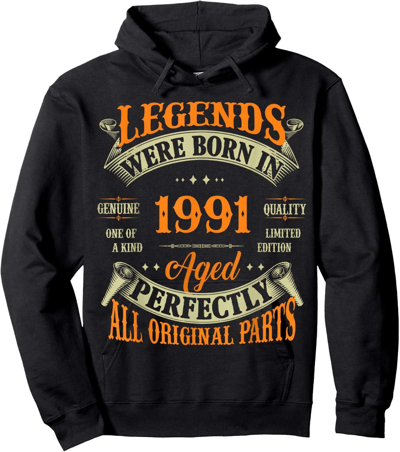 35th Birthday Vintage Legends Born in 1991 35 Years Old Hoodie - Hoodie | Black