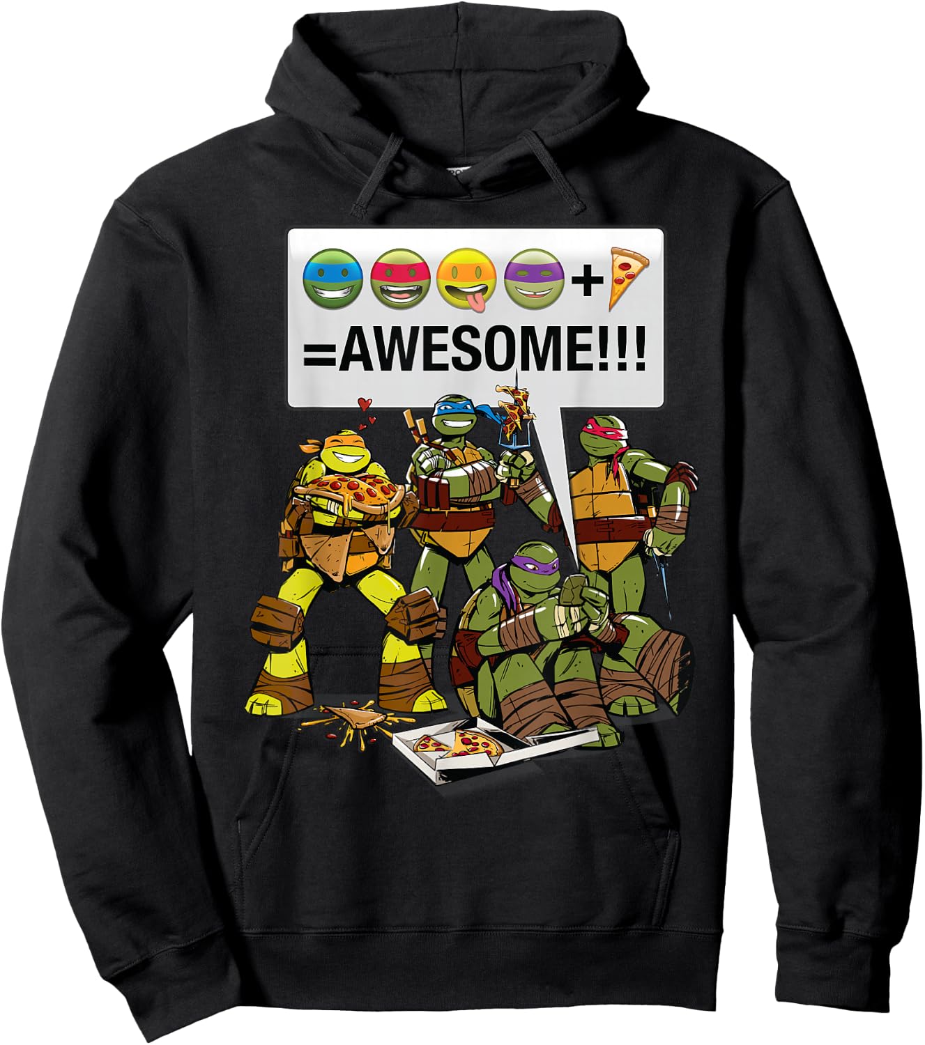 Teenage Mutant Ninja Turtles Plus Pizza Equals Awesome Hoodie - Hoodie | Black