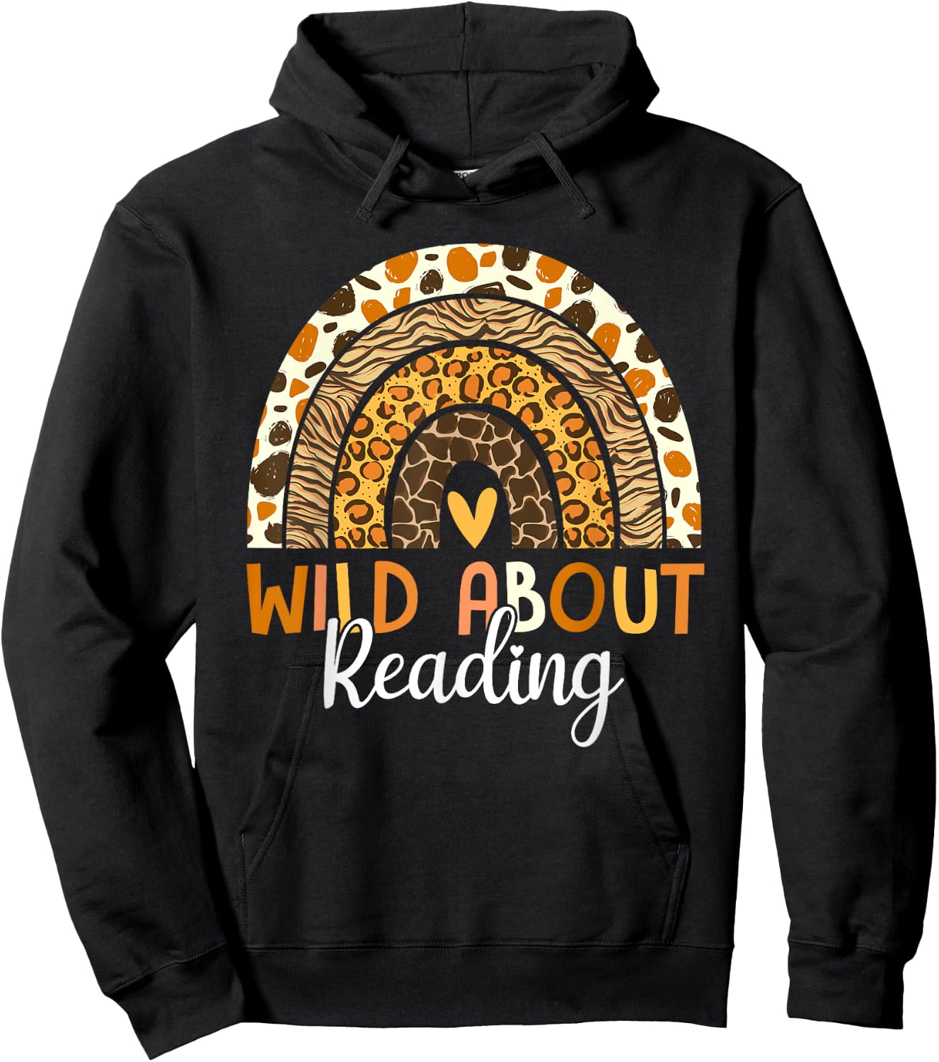 Wild About Reading Teacher Back to School Leopard Rainbow Hoodie - Hoodie | Black