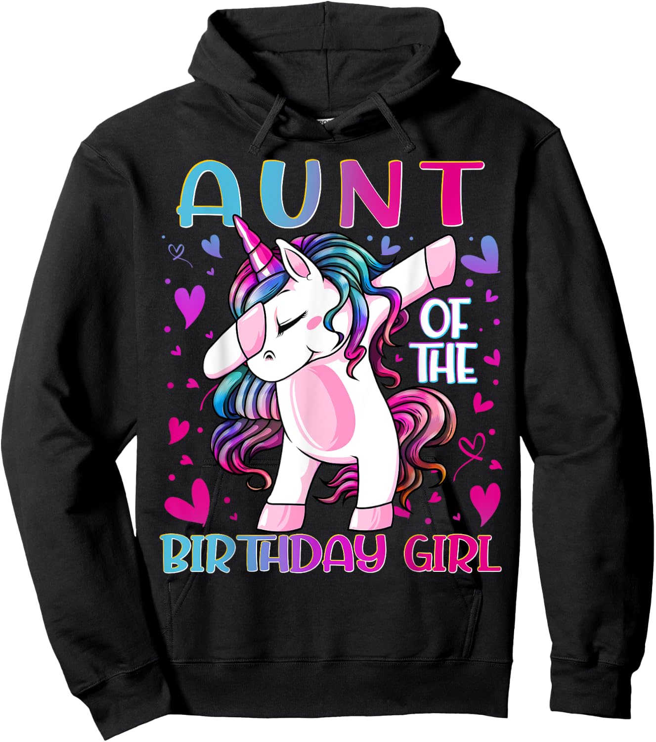 Aunt of the Birthday Girl Dabbing Unicorn Aunt Women Gifts Hoodie - Hoodie | Black