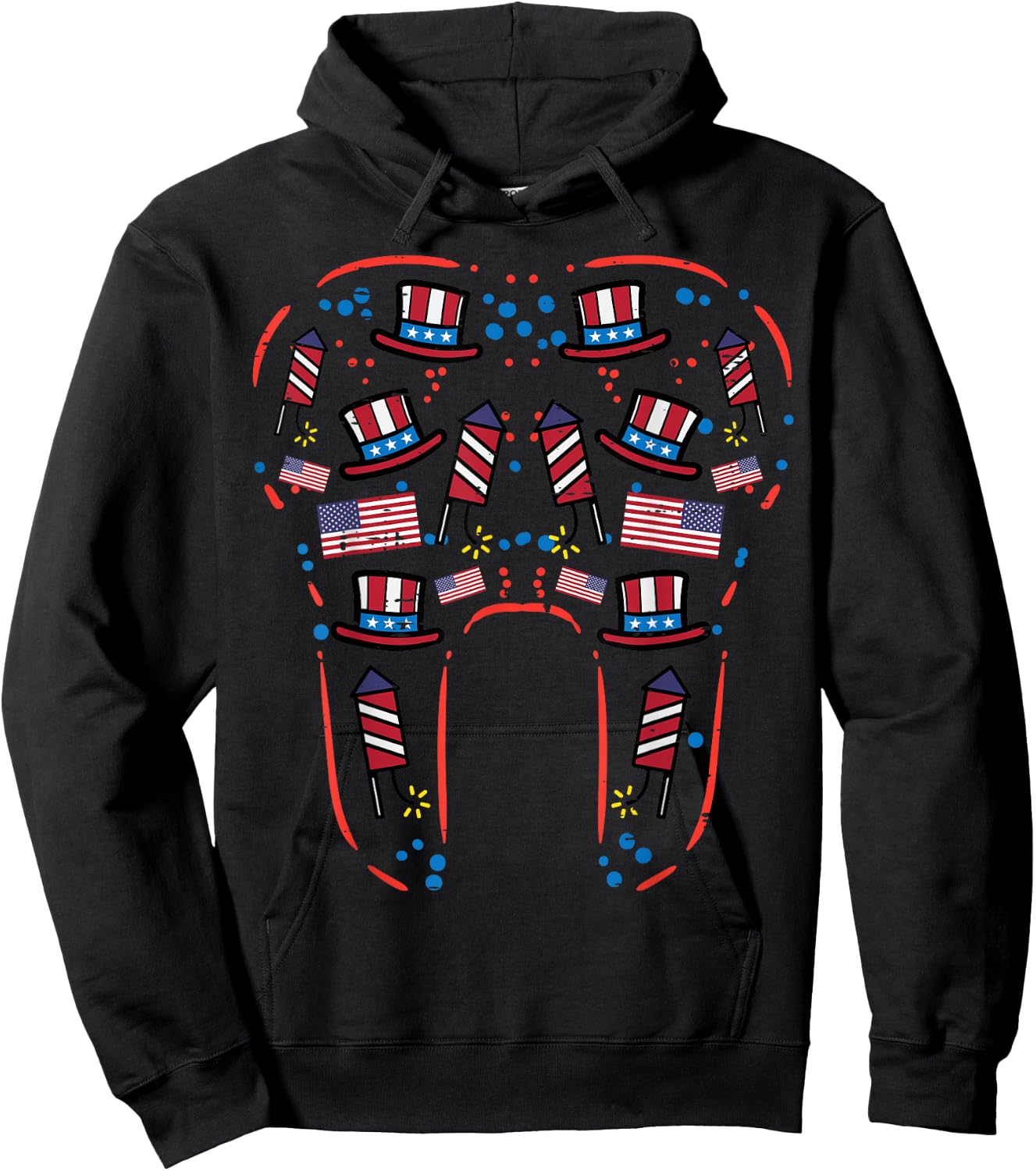 4th Of July Dentist Tooth US Flag Dental Patriotic Women Men Hoodie - Hoodie | Black