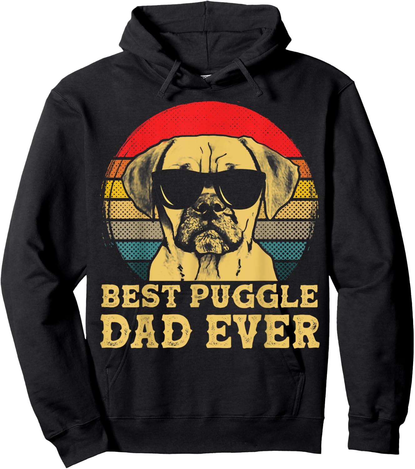 Best Puggle Dad Ever Dog Lovers Retro Vintage Women Kids Hoodie - Hoodie | Black