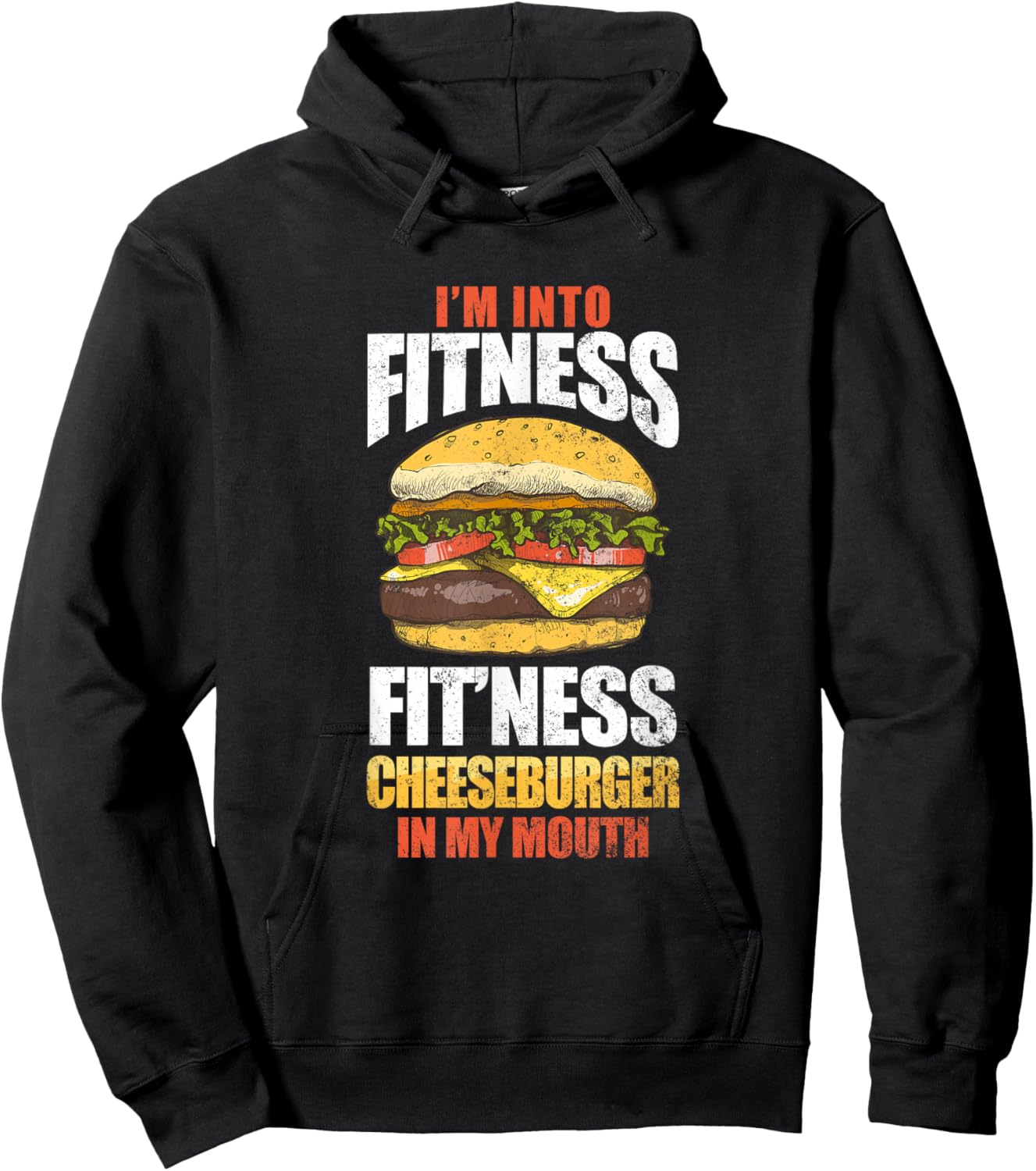 Funny I'm Into Fitness Cheeseburger Workout Gym Exercise Hoodie - Hoodie | Black