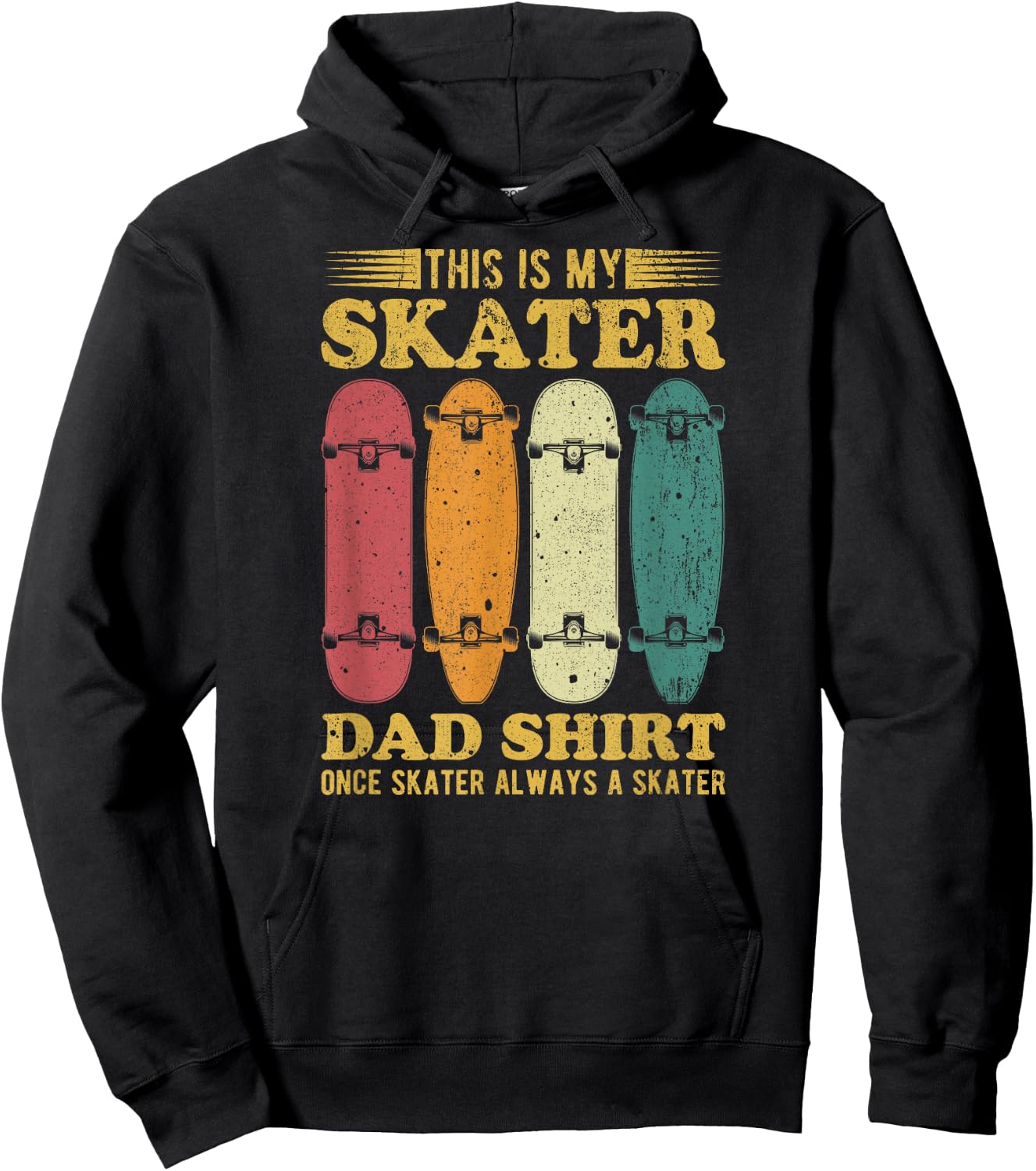 This Is My Skater Dad , Vintage Skater Dad Father’s Day Hoodie - Hoodie | Black