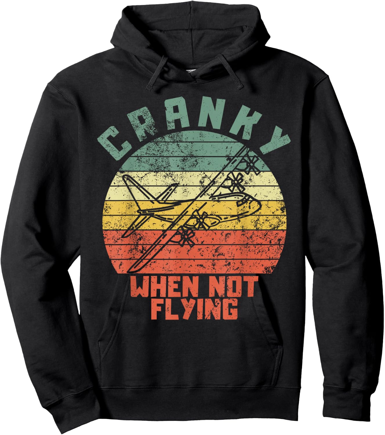 Cranky when not flying funny pilot retro sunset design Hoodie - Hoodie | Black