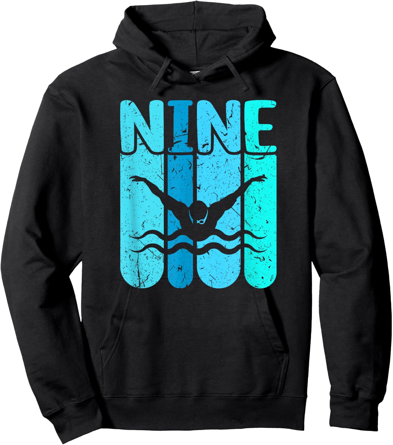 Swimmer 9th Birthday Swimming Hoodie - Hoodie | Black