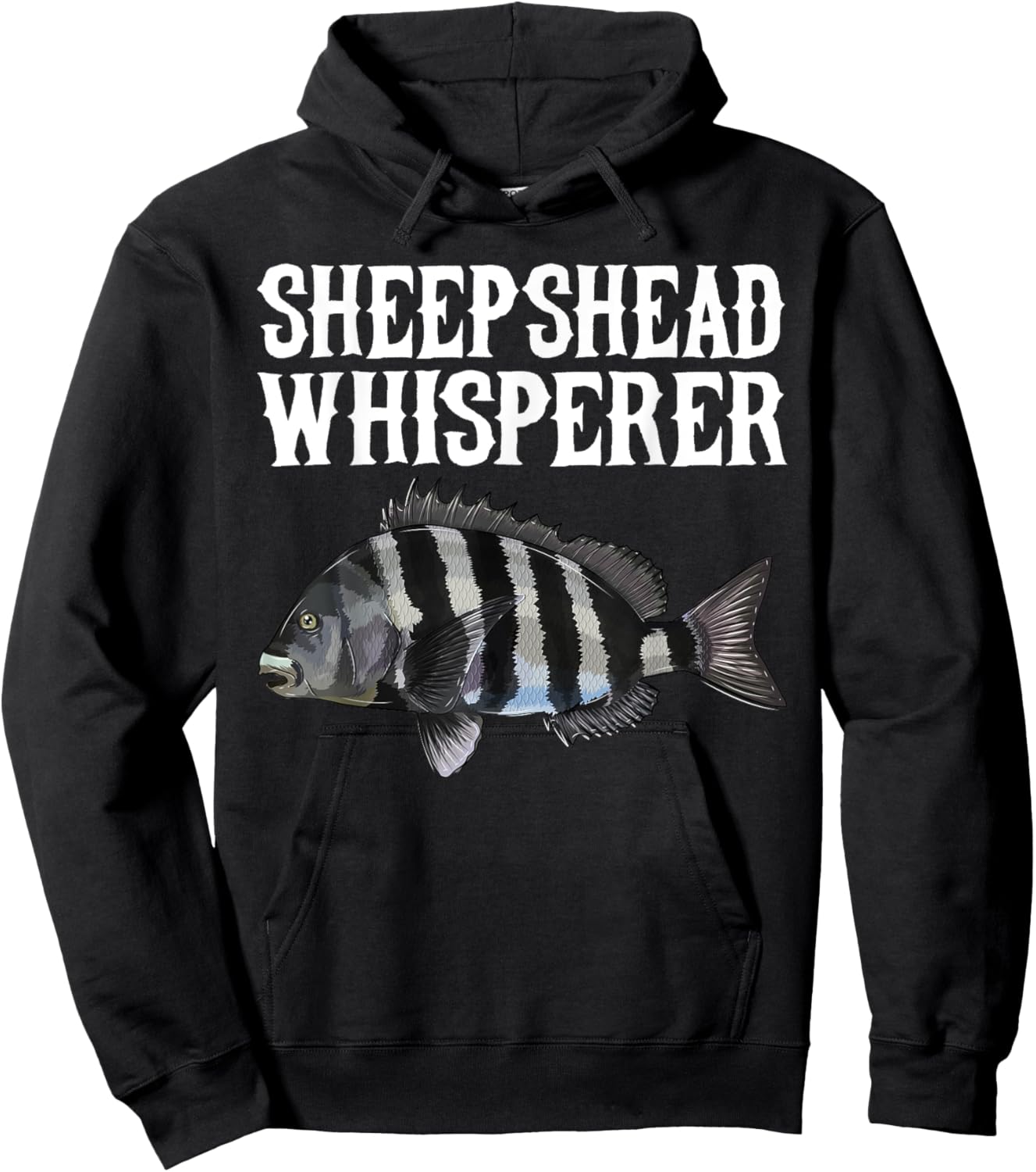 Sheepshead Whisperer Funny Fish Lover Hoodie - Hoodie | Black