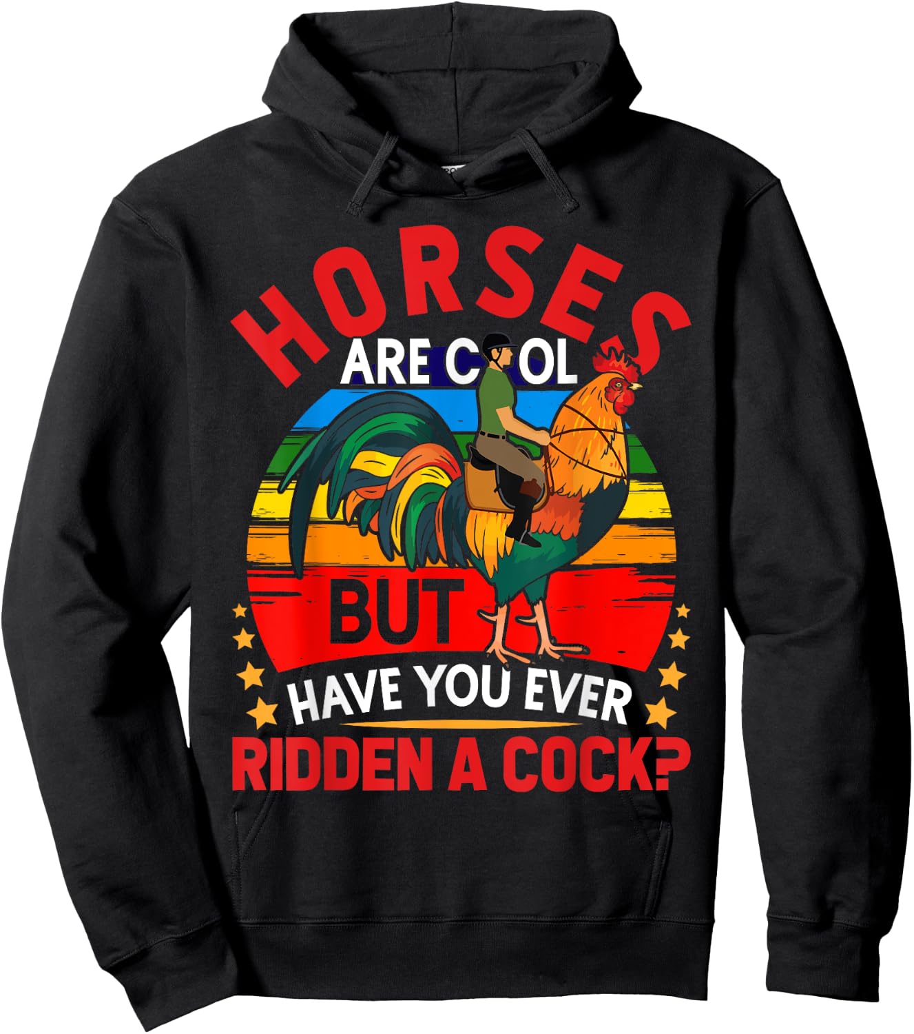 Horses Are Cool But Have You Ever Ridden A Cock Funny Riders Hoodie - Hoodie | Black