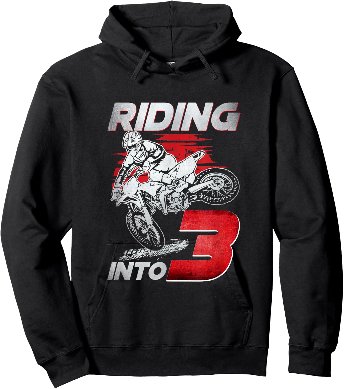 Riding Into 3 Dirt Bike 3 Years Old 3rd Birthday Party Boys Hoodie - Hoodie | Black