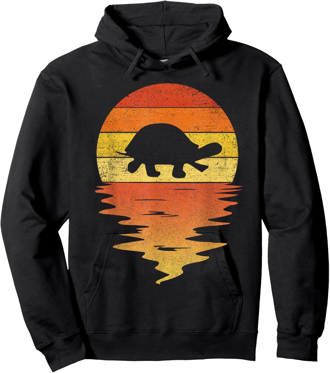 Turtle shirt retro sunset 70s vintage Turtle Hoodie - Hoodie | Black