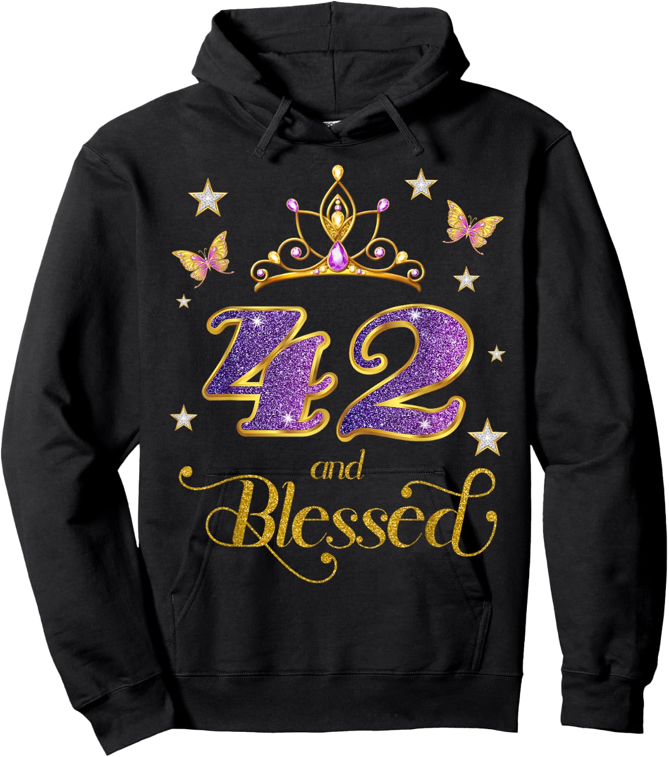42 and Blessed 42 Years Old Birthday 42nd Birthday Hoodie - Hoodie | Black