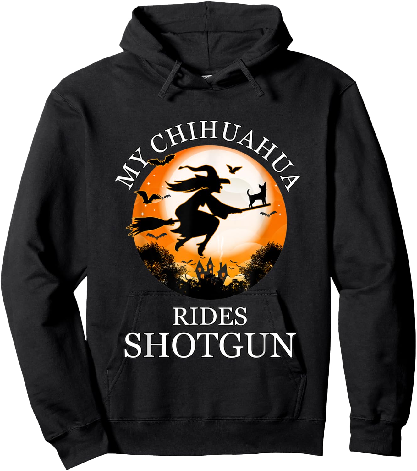 My Chihuahua Rides Shotgun Funny Dog Owner Lover Halloween Hoodie - Hoodie | Black