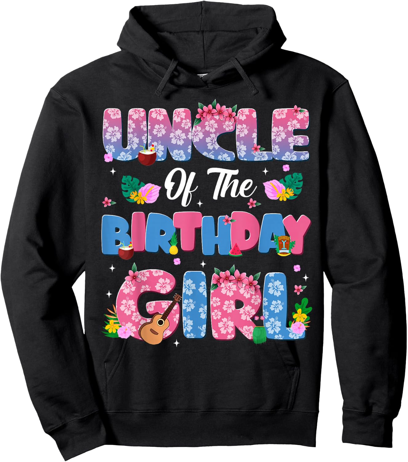 Uncle Of The Birthday Girl Party Decor Family Matching Hoodie - Hoodie | Black