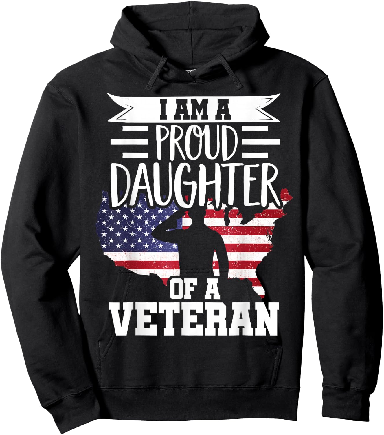 Proud Daughter Veteran Nothing Scares Patriotic Veterans Day Hoodie - Hoodie | Black