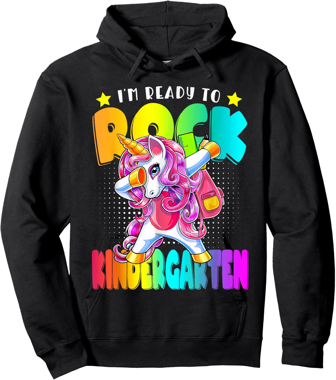 I'm Ready To Rock Kindergarten Unicorn Back To School Hoodie - Hoodie | Black