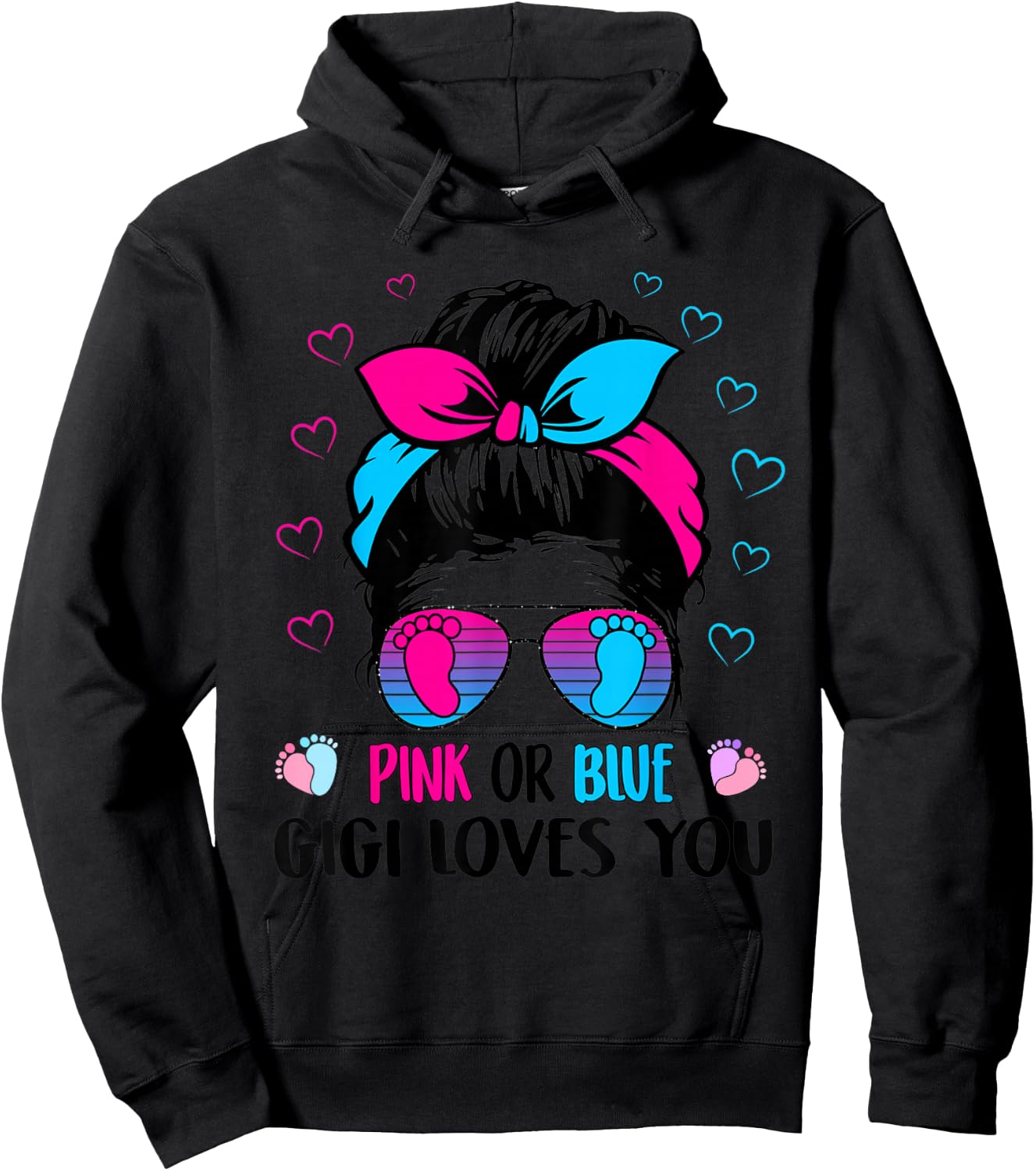 Pink or Blue Gigi Loves You Gender Reveal Hoodie - Hoodie | Black