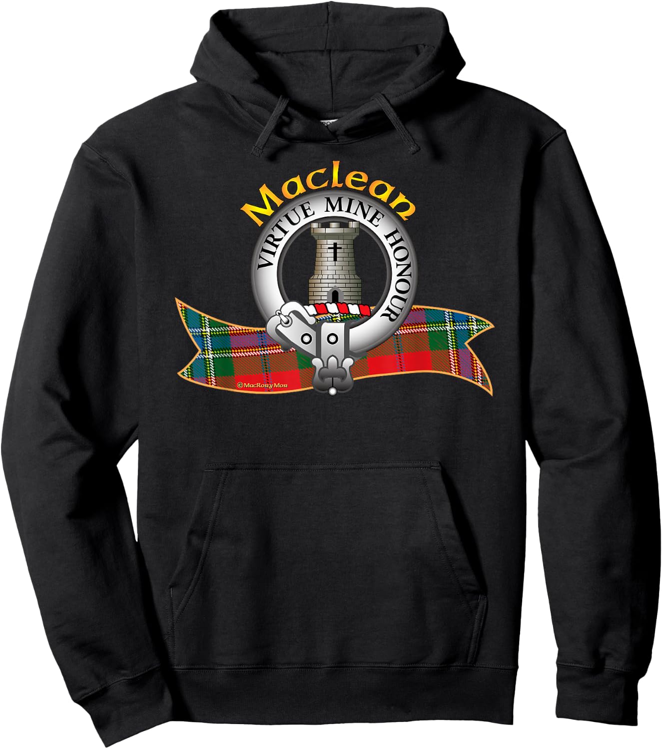 Maclean Clan Tartan Crest Motto Hoodie - Hoodie | Black
