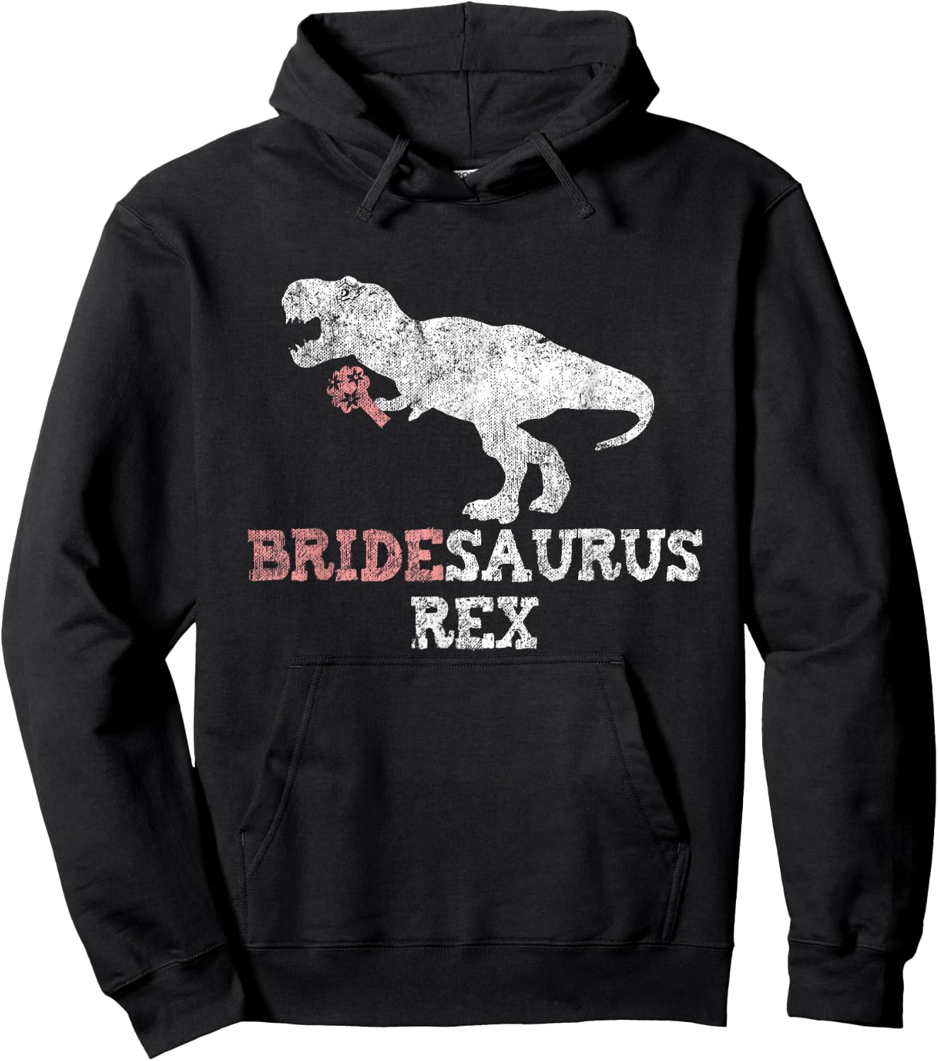 Bridesaurus Rex Vintage Bride Funny Dinosaur Lover Hoodie - Hoodie | Black