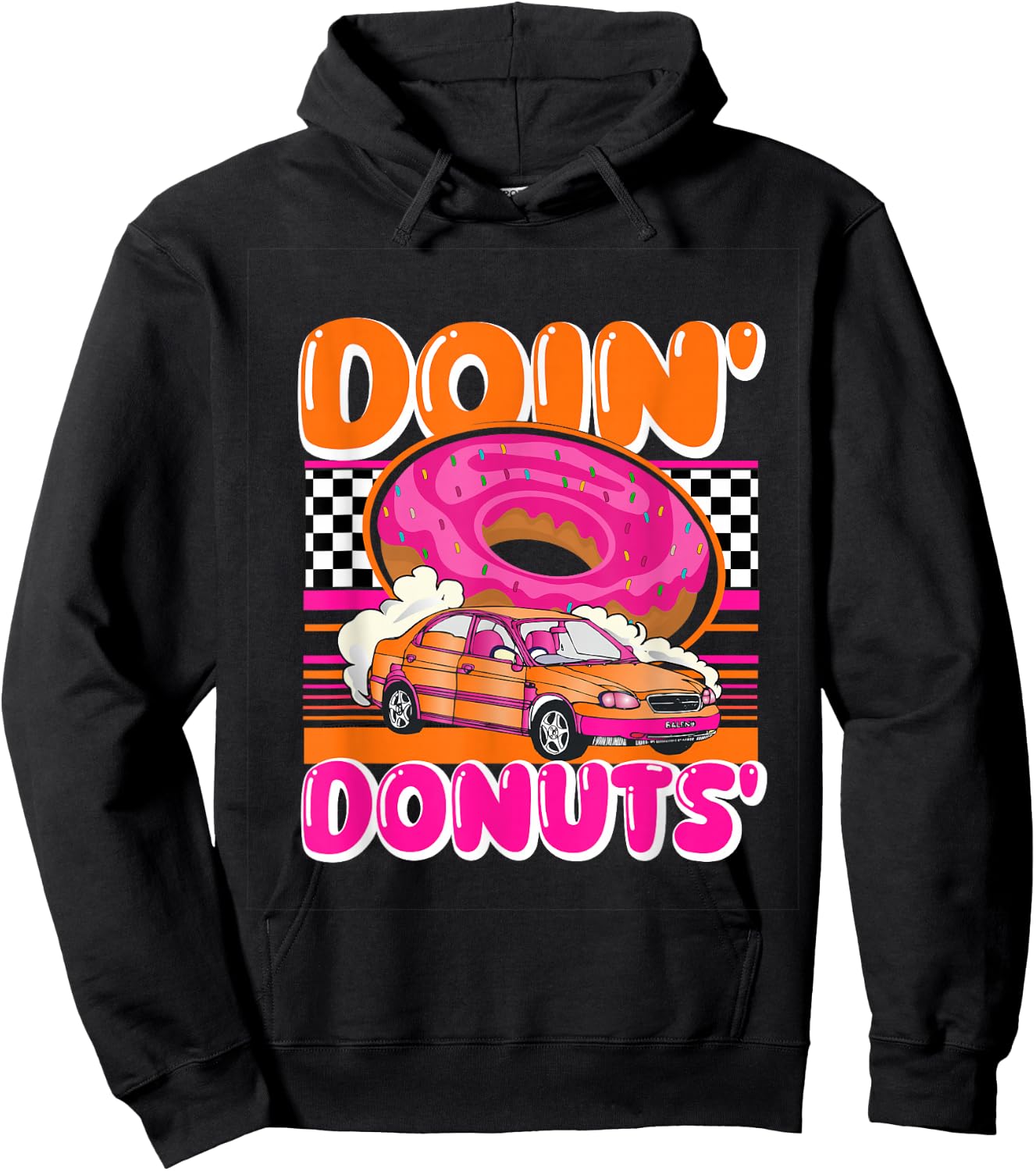 Funny Doin' Donuts Parody Drifting Car Racing Enthusiast Hoodie - Hoodie | Black