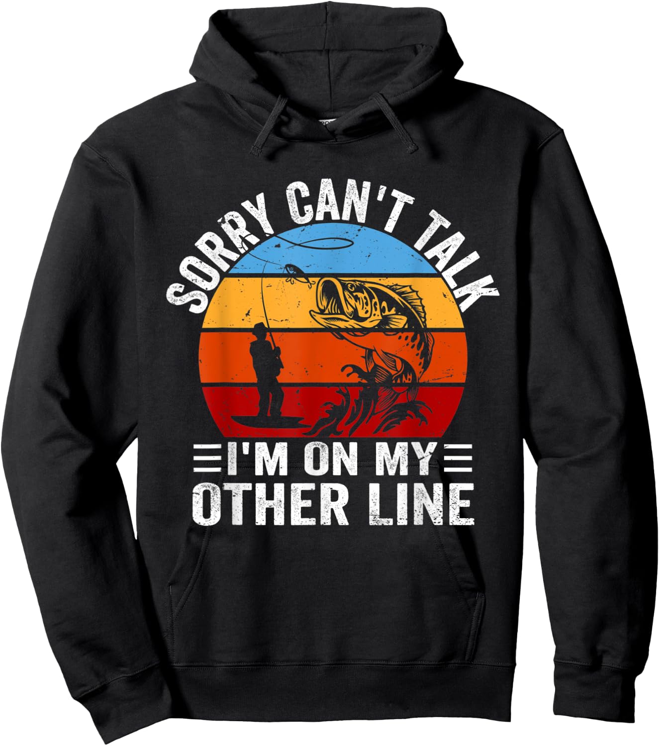 Funny Fisherman, Retro Sorry Can't Talk I'm On My Other Line Hoodie - Hoodie | Black