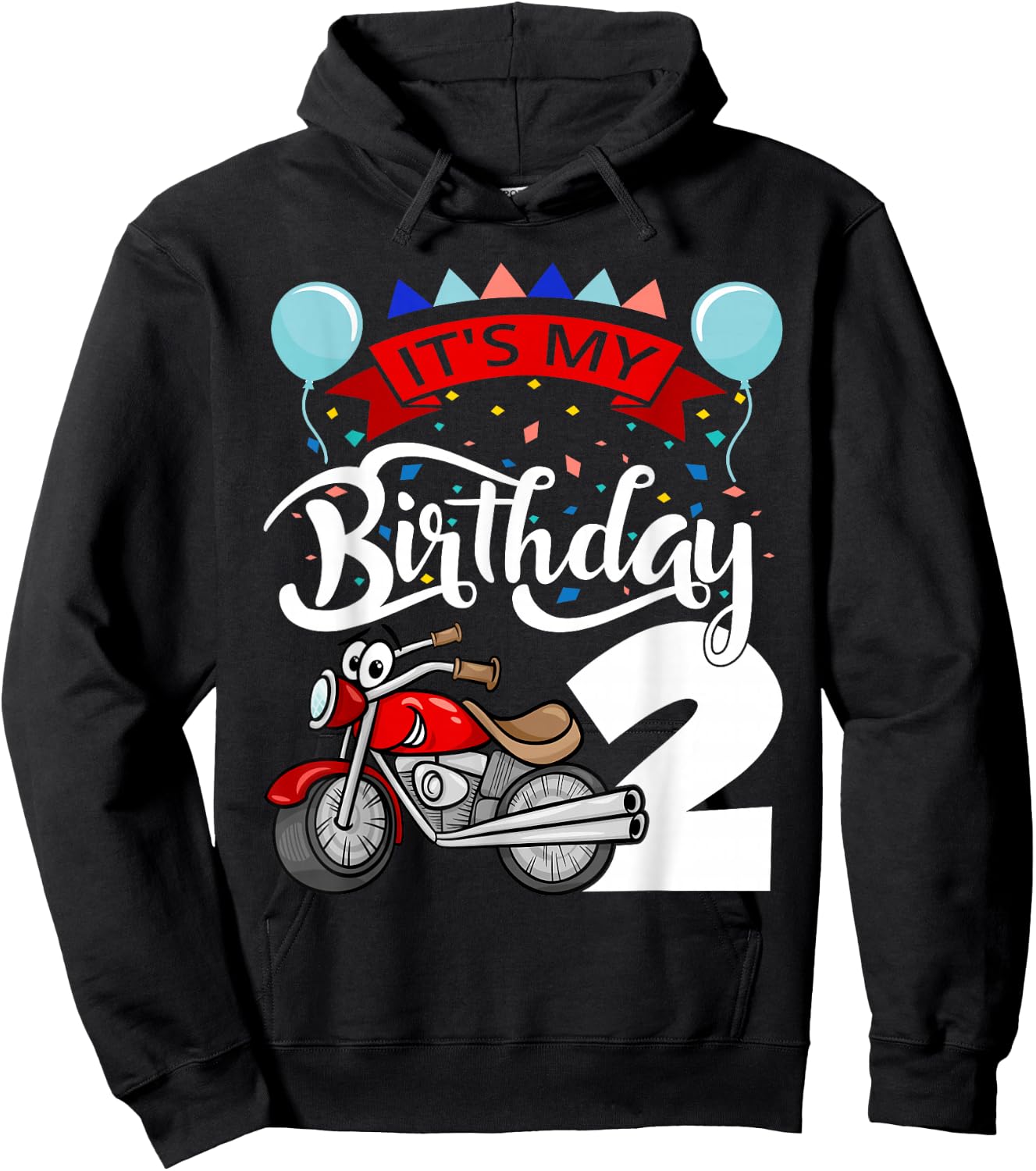 It`s My Birthday Party 2 Themed Motorcycle Birthday Hoodie - Hoodie | Black