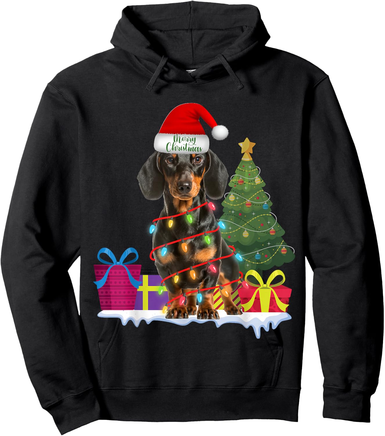 Dachshund Dackel Wiener Dog Ugly Christmas Sweater Teckels Hoodie - Hoodie | Black