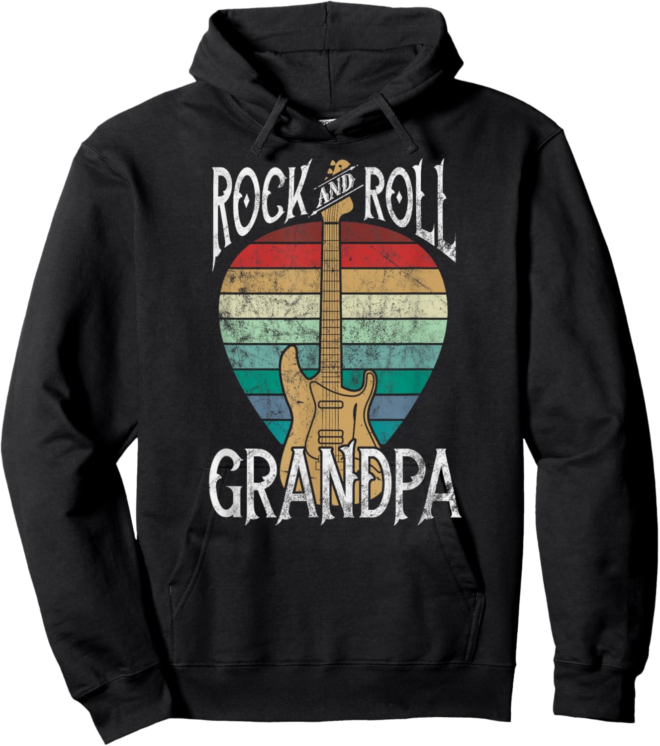 Rock n Roll Grandpa Vintage Guitar Player Music Lover Hoodie - Hoodie | Black