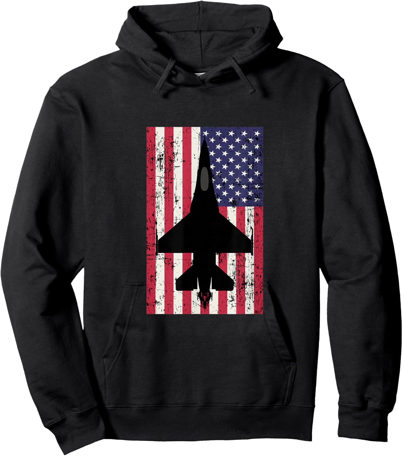 Patriotic F-16 Fighter Jet American Flag Hoodie - Hoodie | Black
