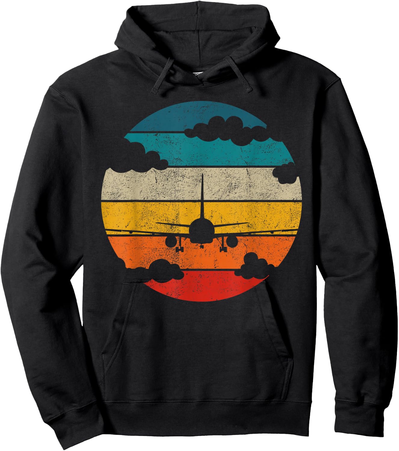 Airplane Retro Vintage Plane Aviator Aircraft Pilot Airplane Hoodie - Hoodie | Black
