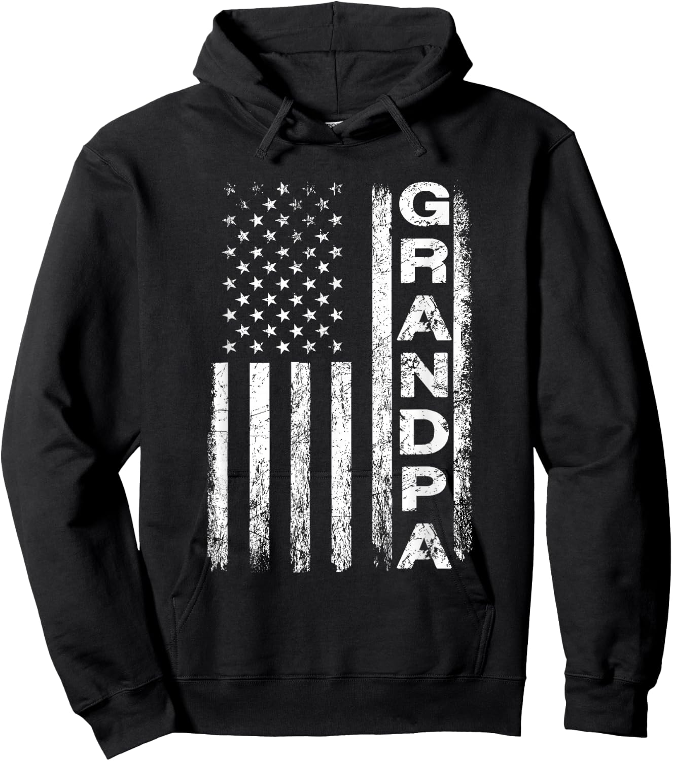 Grandpa Vintage American Flag Father's Day 4th of July Papa Hoodie - Hoodie | Black